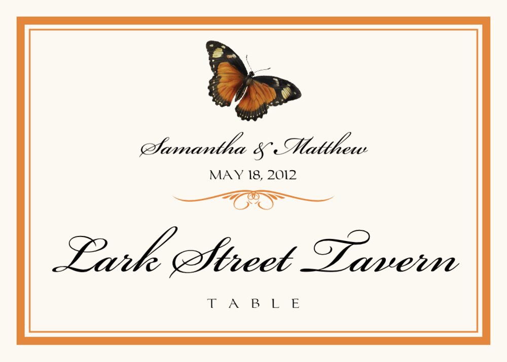 Birds and Butterflies Wedding Table Name Cards and Table Card Ideas